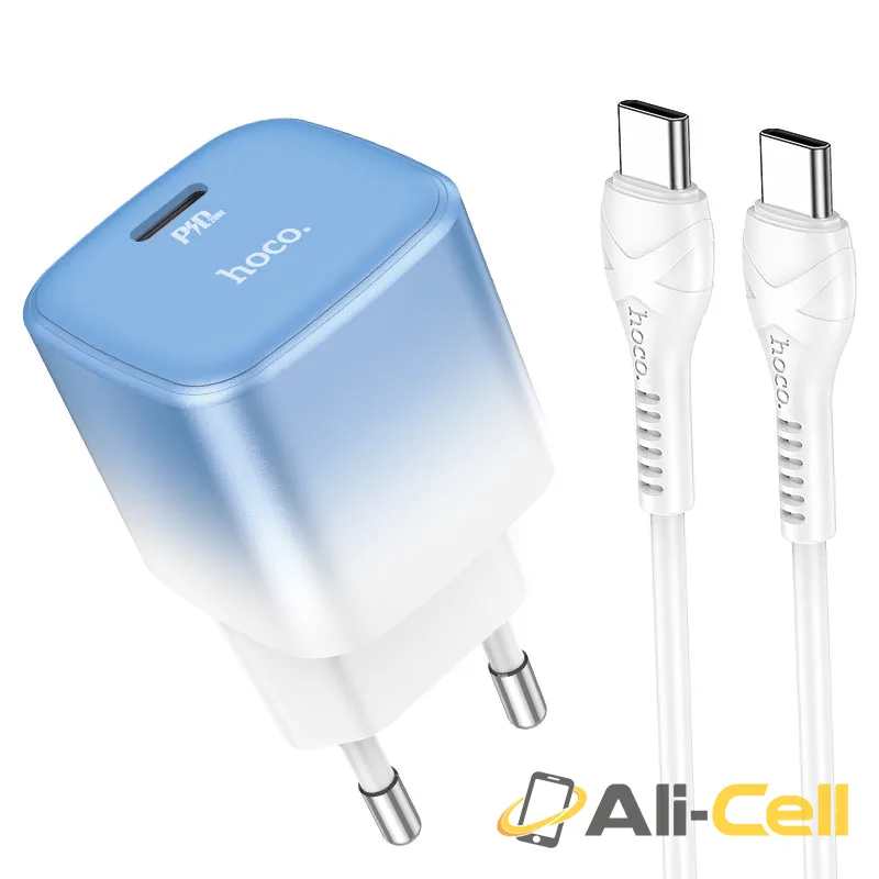 Wall charger “C101A” PD20W EU set with cable (C101a Set Tc Tc Ice Blue, Set With Type C To Type C Cable)