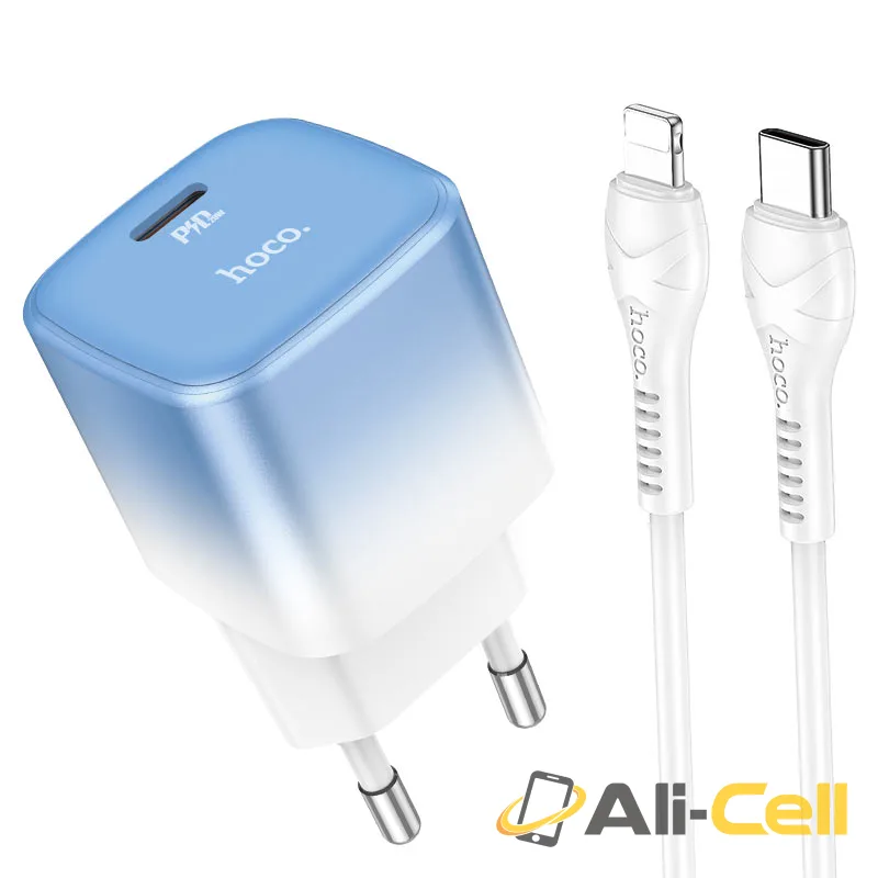 Wall charger “C101A” PD20W EU set with cable (C101a Set Tc Ltn Ice Blue, Set With Type C To Lightning Cable)