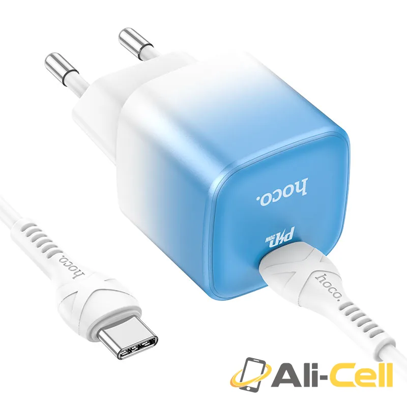 Wall charger “C101A” PD20W EU set with cable (C101a Set Tc Ltn Ice Blue, Set With Type C To Lightning Cable) — 4