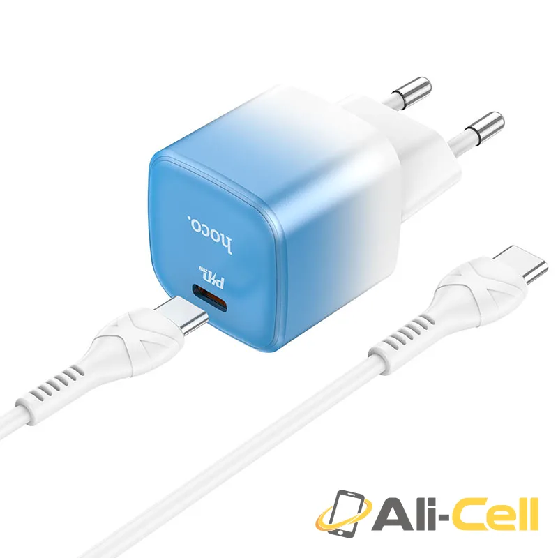 Wall charger “C101A” PD20W EU set with cable (C101a Ice Blue, Single) — 3