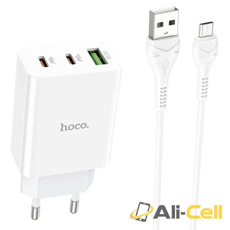 Wall charger “C99A” PD20W + QC3.0 EU set with cable (C99a Set Usb Musb White, Set With Micro Usb Cable)
