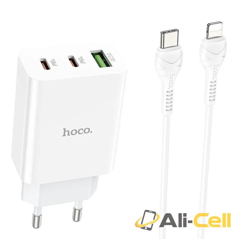 Wall charger “C99A” PD20W + QC3.0 EU set with cable (C99a Set Tc Ltn White, Set With Type C To Lightning Cable)