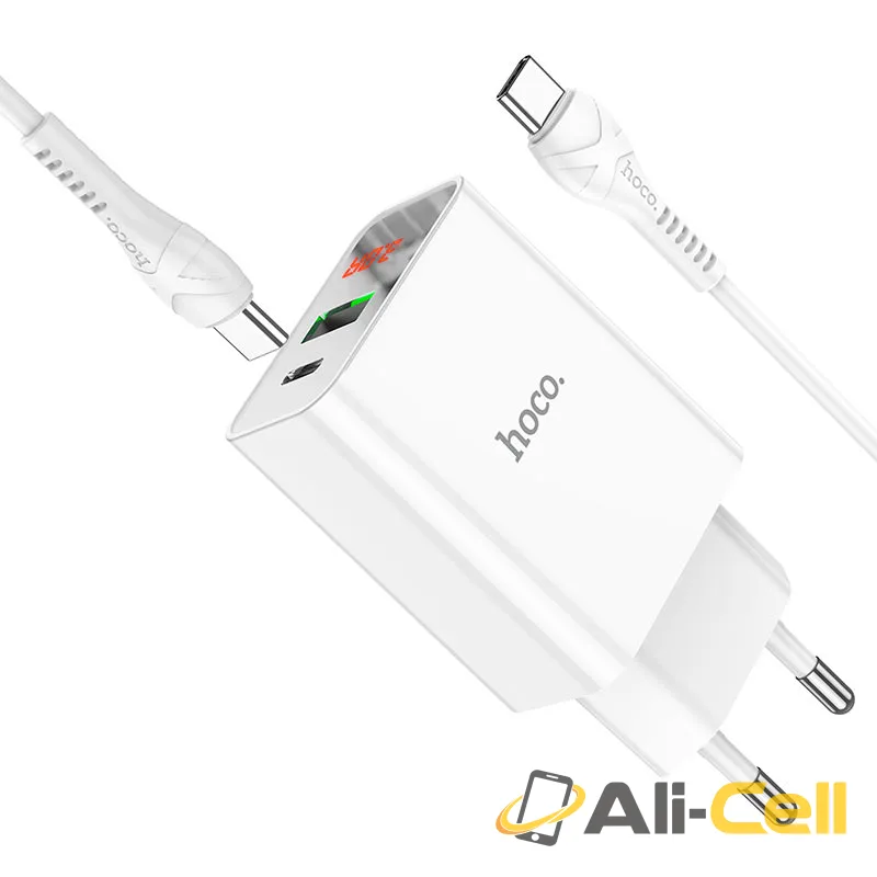 Wall charger “C100A” PD20W + QC3.0 EU set with cable (C100a White, Single) — 3