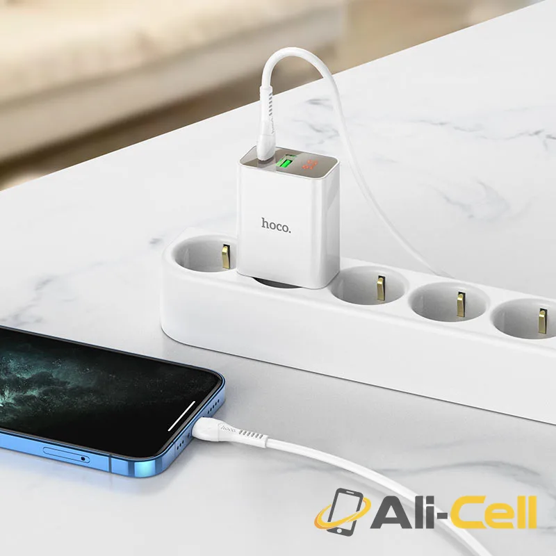 Wall charger “C100A” PD20W + QC3.0 EU set with cable (C100a White, Single) — 4
