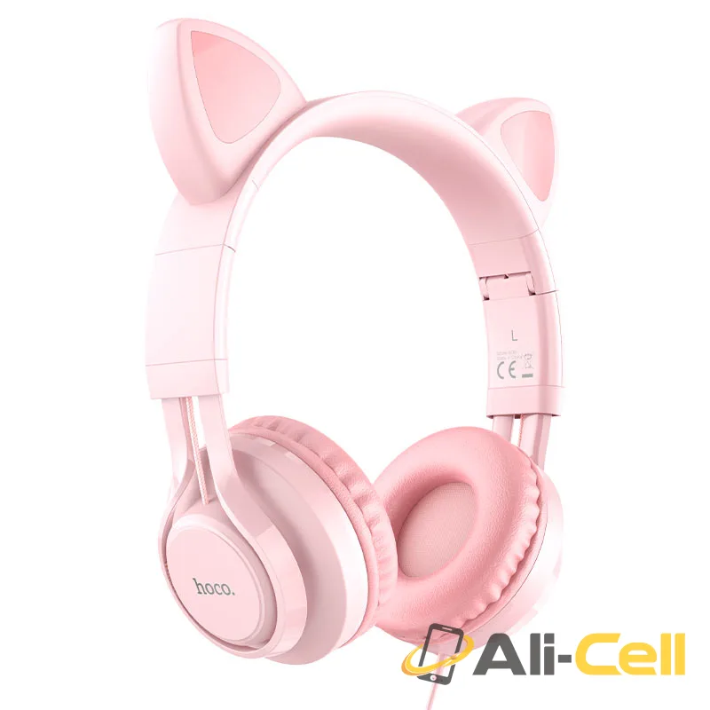 Headphones “W36 Cat ear” with mic (W36 Pink)