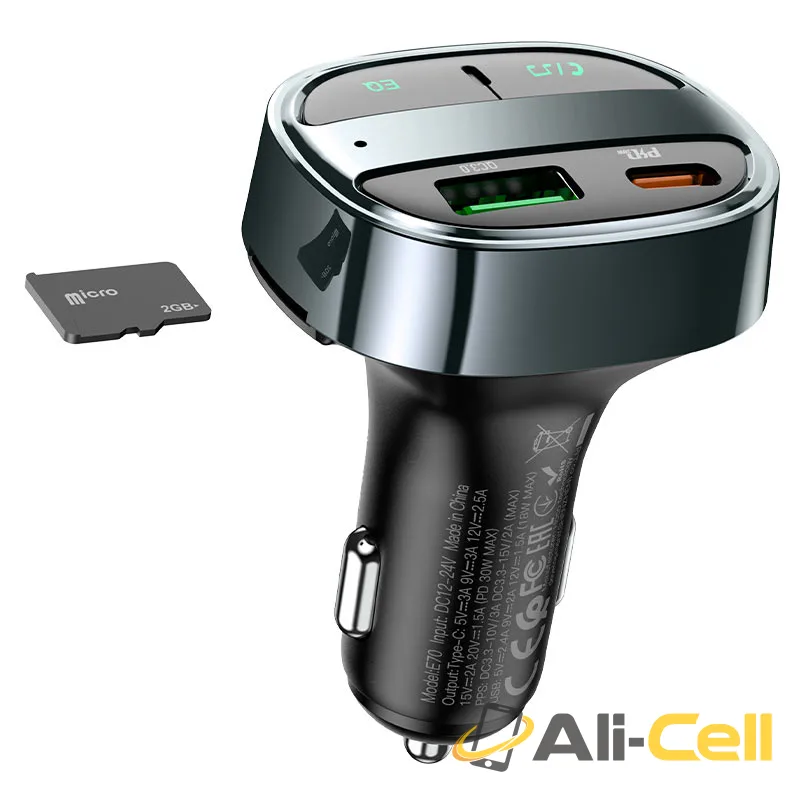 Car charger “E70” PD30W+QC3.0 with wireless FM transmitter (E70 Magic Night) — 3