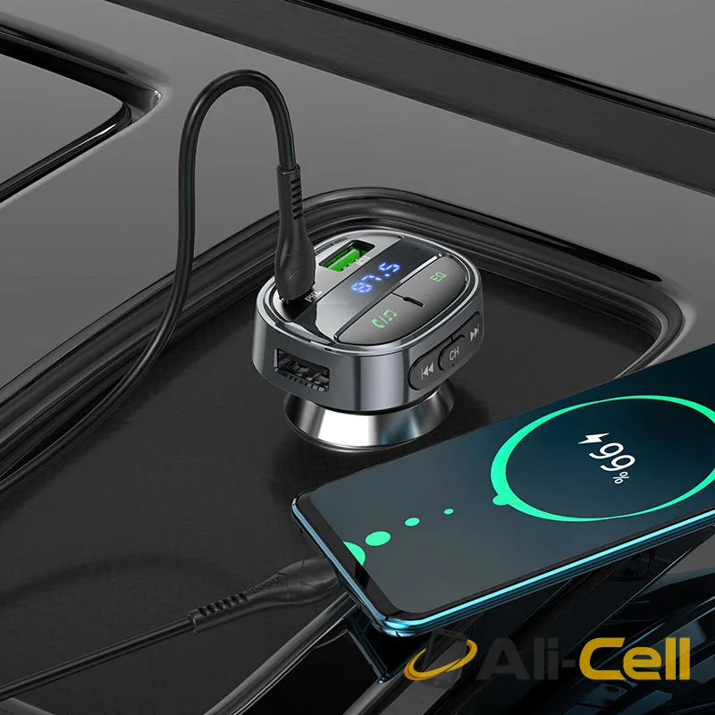 Car charger “E70” PD30W+QC3.0 with wireless FM transmitter (E70 Charming Ocean Blue) — 5