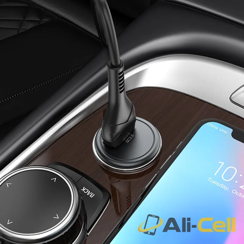 Car charger “Z43 Mighty” QC3.0 set with cable (Z43 Black, Single) — 5