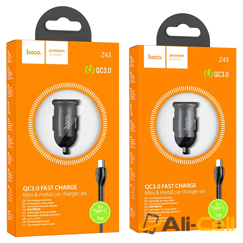 Car charger “Z43 Mighty” QC3.0 set with cable (Z43 Black, Single) — 7