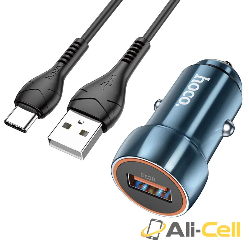 Car charger “Z46 Blue shield” QC3.0 set with cable (Z46 Set Usb Tc Sapphire Blue, Set With Type C Cable)