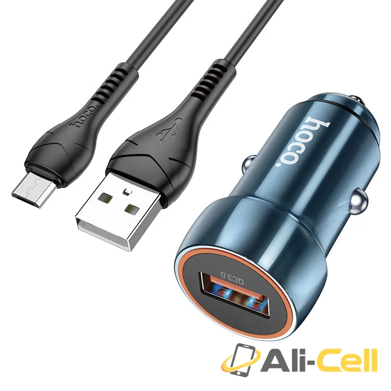 Car charger “Z46 Blue shield” QC3.0 set with cable (Z46 Set Usb Musb Sapphire Blue, Set With Micro Usb Cable)