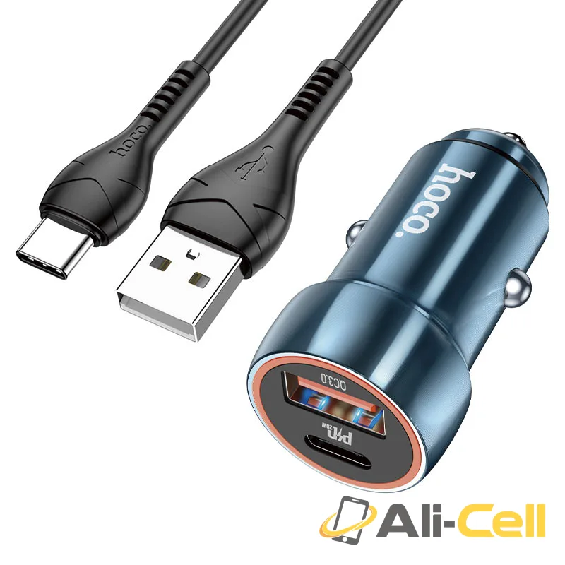 Car charger “Z46A Blue whale” PD20W + QC3.0 set with cable (Z46a Set Usb Tc Sapphire Blue, Set With Type C Cable)