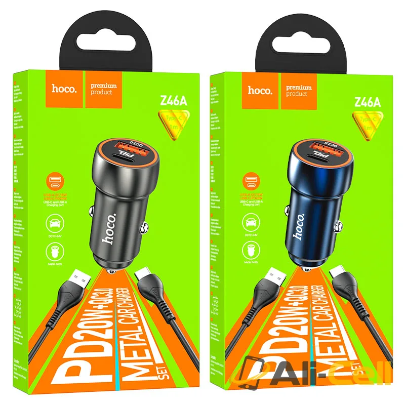 Car charger “Z46A Blue whale” PD20W + QC3.0 set with cable (Z46a Set Usb Tc Sapphire Blue, Set With Type C Cable) — 7