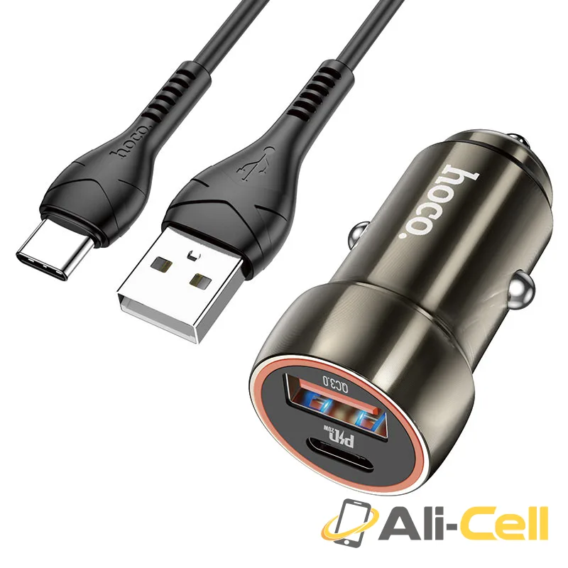 Car charger “Z46A Blue whale” PD20W + QC3.0 set with cable (Z46a Set Usb Tc Metal Gray, Set With Type C Cable)