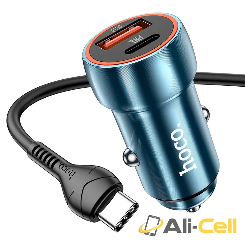 Car charger “Z46A Blue whale” PD20W + QC3.0 set with cable (Z46a Sapphire Blue, Single) — 3