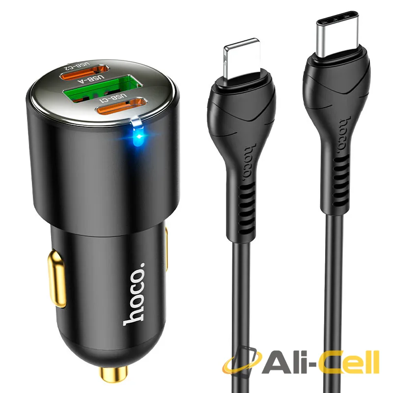 Car charger “NZ6” PD45W set with cable (Nz6 Set Tc Ltn Black, Set With Type C To Lightning Cable)