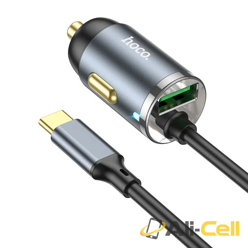 Car charger “NZ7” PD20W + QC3.0 with built-in cable (Nz7 Tc Metal Gray, Built In Type C Wire) — 2