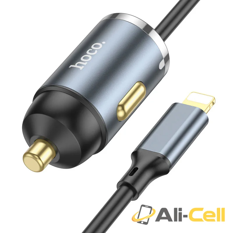Car charger “NZ7” PD20W + QC3.0 with built-in cable (Nz7 Ltn Metal Gray, Built In Lightning Wire)