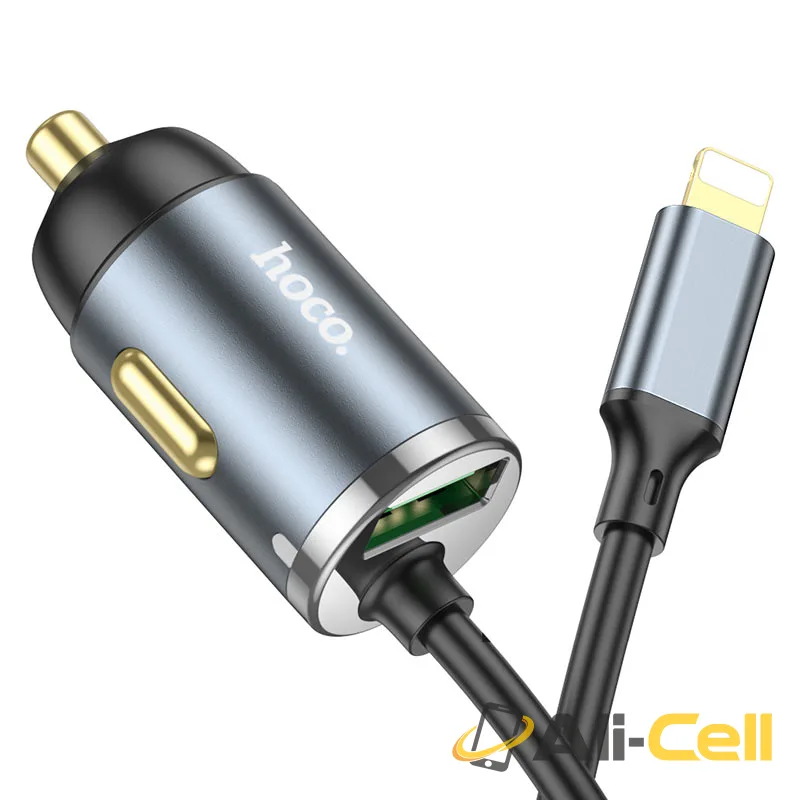 Car charger “NZ7” PD20W + QC3.0 with built-in cable (Nz7 Ltn Metal Gray, Built In Lightning Wire) — 4