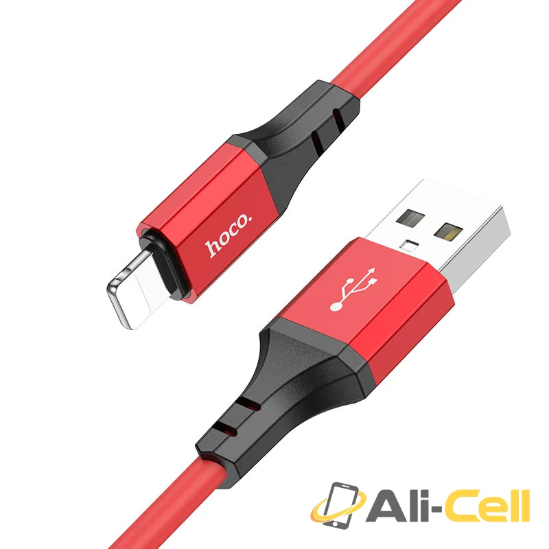Cable USB to Lightning “X86 Spear” silicone charging data sync (X86 Usb Ltn Red, 1.0m)