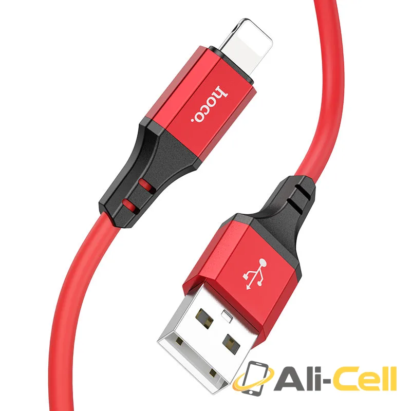 Cable USB to Lightning “X86 Spear” silicone charging data sync (X86 Usb Ltn Red, 1.0m) — 2