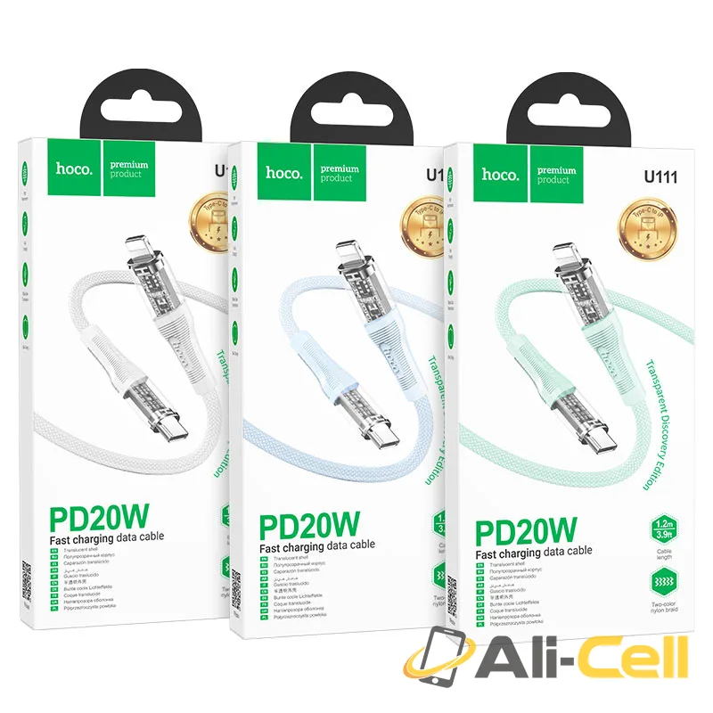 Cable Type-C to Lightning “U111 Transparent Discovery Edition” PD (U111 Pd Tc Ltn Blue, 1.2m) — 7