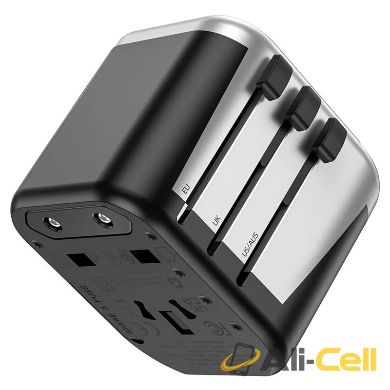 Wall charger “AC5 Level” with plug converter (Ac5 Black)