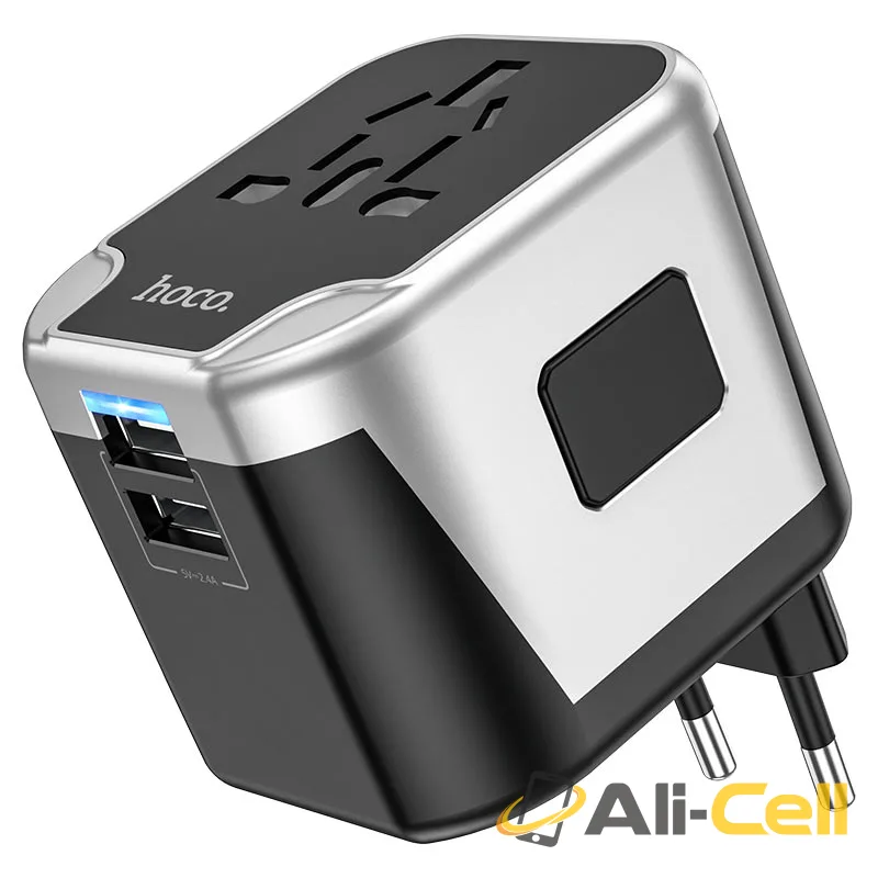 Wall charger “AC5 Level” with plug converter (Ac5 Black) — 2