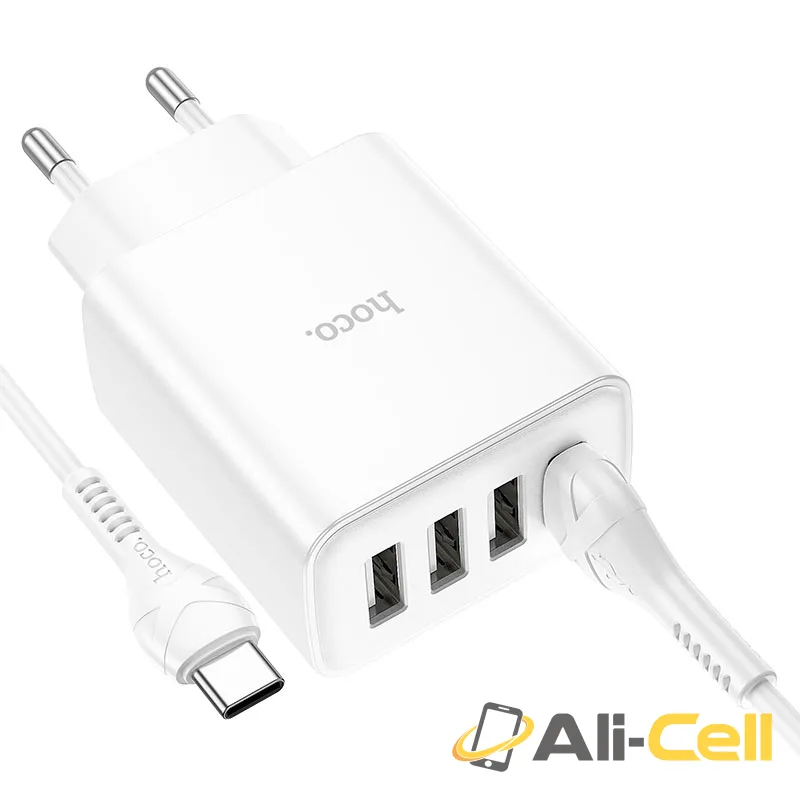 Wall charger “C102A Fuerza” QC3.0 EU set with cable (C102a Set Usb Tc White, Set With Type C Cable) — 3