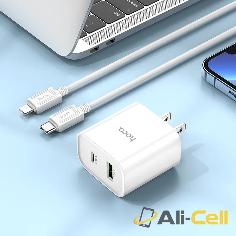 Wall charger “C80 Plus Rapido” PD + QC3.0 US set with cable (C80 Plus Set Tc Tc White, Set With Type C To Type C Cable) — 5