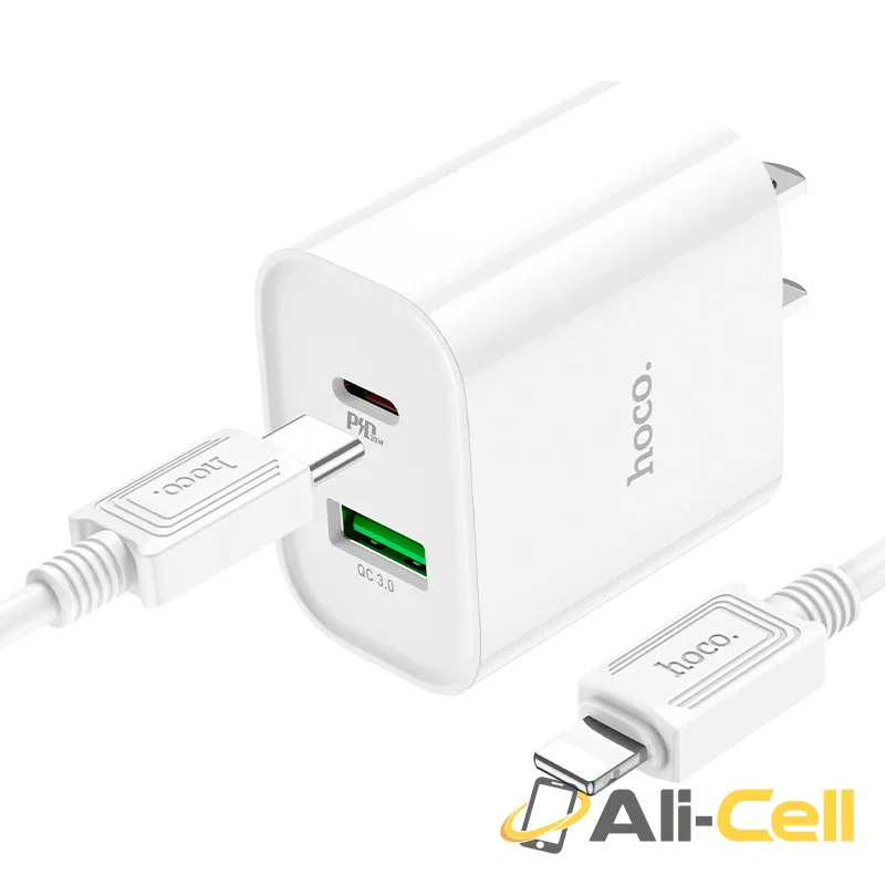 Wall charger “C80 Plus Rapido” PD + QC3.0 US set with cable (C80 Plus White, Single) — 4