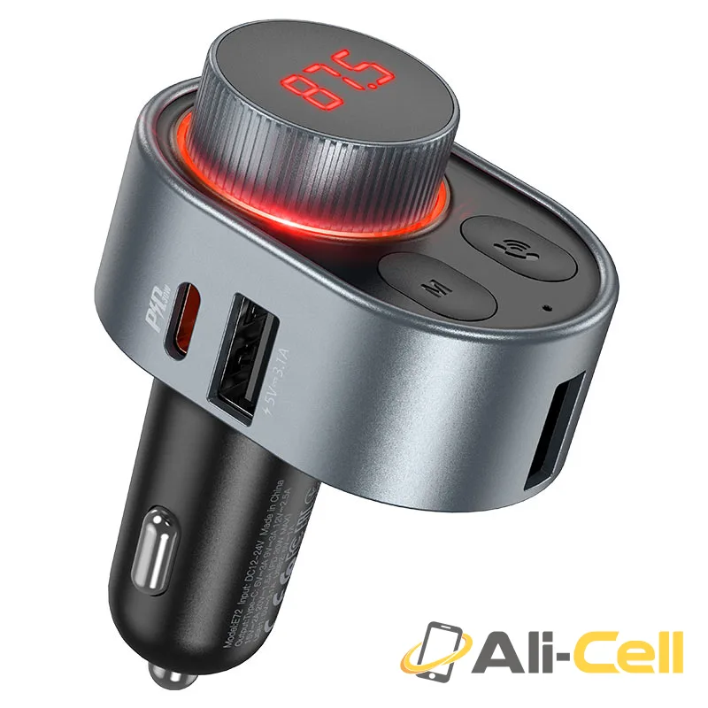 Car charger “E72 Alegria” PD30W with wireless FM transmitter (E72 Metal Gray)