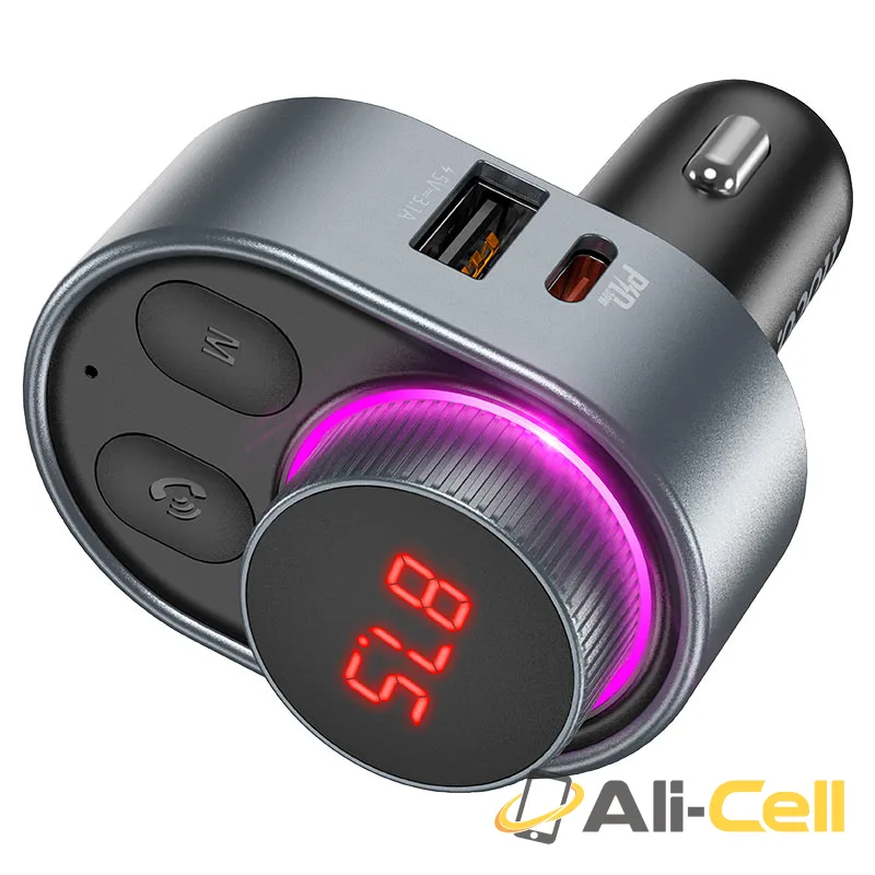 Car charger “E72 Alegria” PD30W with wireless FM transmitter (E72 Metal Gray) — 3