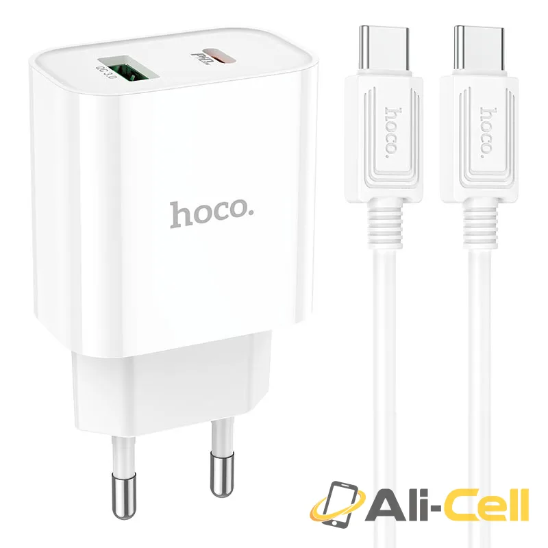 Wall charger “C80A Plus Rapido” PD + QC3.0 EU set with cable (C80a Plus Set Tc Tc White, Set With Type C To Type C Cable)