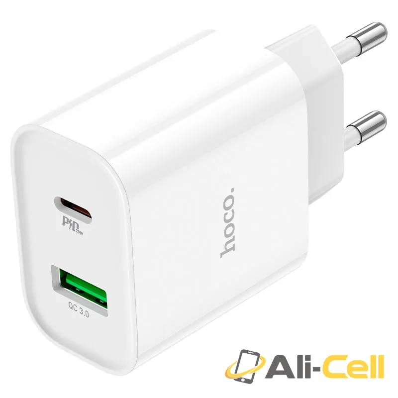 Wall charger “C80A Plus Rapido” PD + QC3.0 EU set with cable (C80a Plus Set Tc Tc White, Set With Type C To Type C Cable) — 2