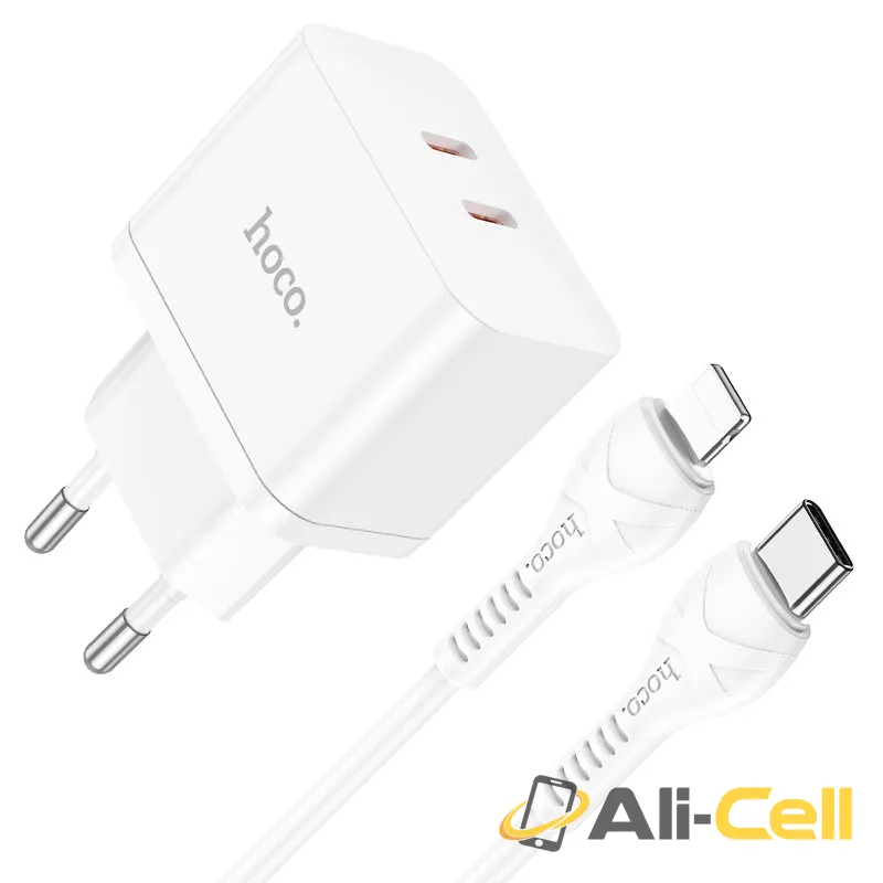 Wall charger “N29 Triumph” PD35W EU set with cable (N29 Set Tc Ltn White, Set With Type C To Lightning Cable)