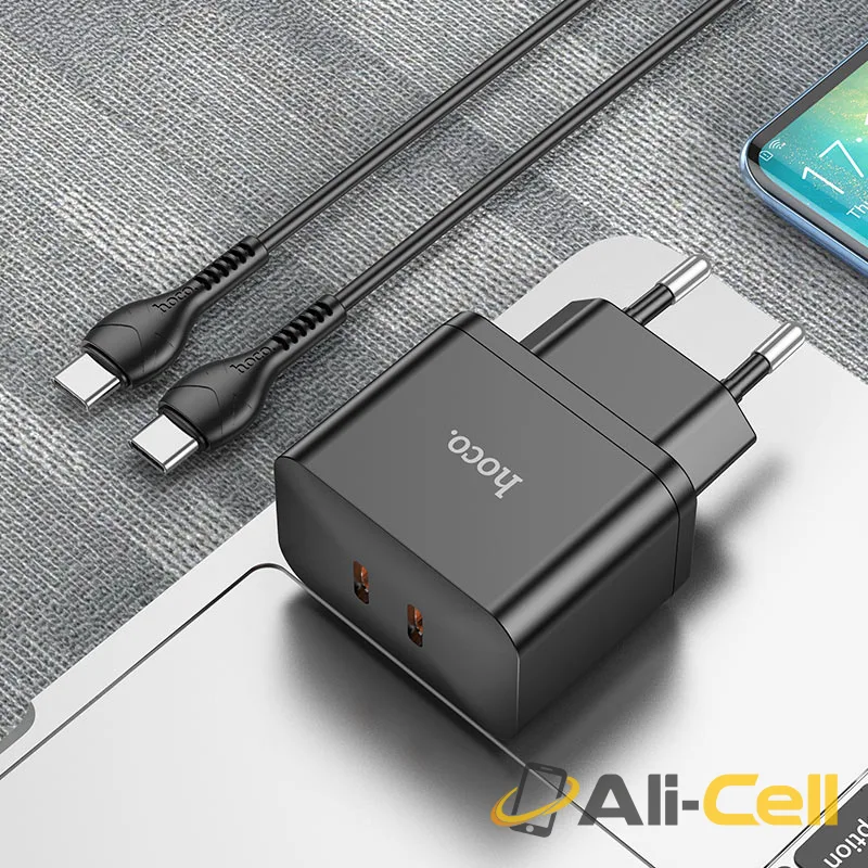 Wall charger “N29 Triumph” PD35W EU set with cable (N29 Set Tc Ltn Black, Set With Type C To Lightning Cable) — 6