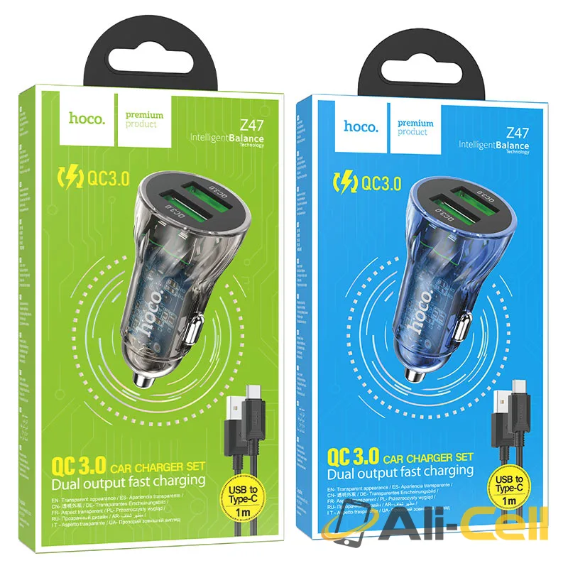 Car charger “Z47 Transparent Discovery Edition” QC3.0 set (Z47 Transparent Blue, Single) — 7