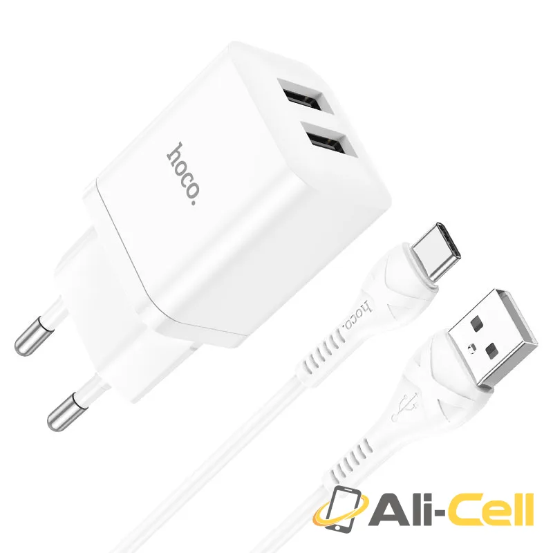 Wall charger “N25 Maker” EU set with cable (N25 Set Usb Tc White, Set With Type C Cable)