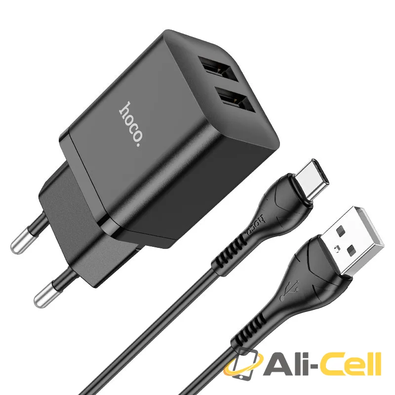 Wall charger “N25 Maker” EU set with cable (N25 Set Usb Tc Black, Set With Type C Cable)