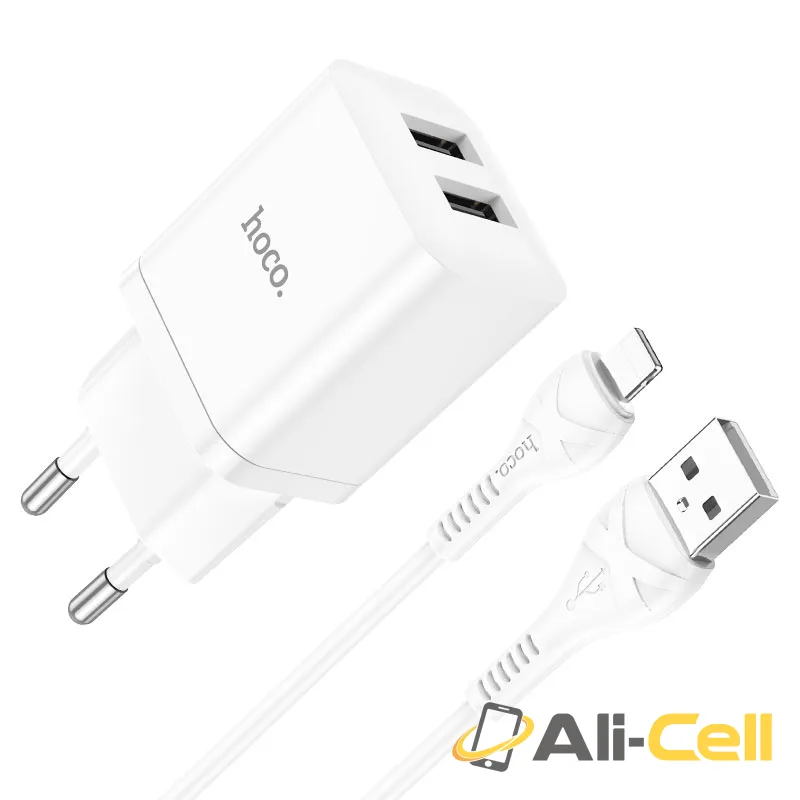 Wall charger “N25 Maker” EU set with cable (N25 Set Usb Ltn White, Set With Lightning Cable)