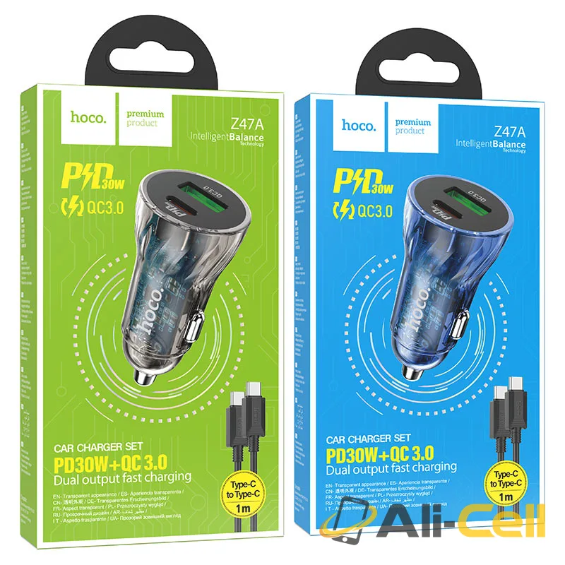 Car charger “Z47A Transparent Discovery Edition” PD30W+QC3.0 set (Z47a Set Tc Ltn Transparent Black, Set With Type C To Lightning Cable) — 7
