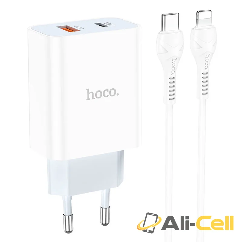 Wall charger “C97A” PD20W+QC3.0 EU set with cable (C97a Set Tc Ltn White, Set With Type C To Lightning Cable)