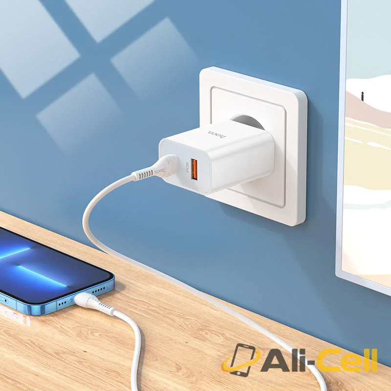Wall charger “C97A” PD20W+QC3.0 EU set with cable (C97a Set Tc Ltn White, Set With Type C To Lightning Cable) — 6