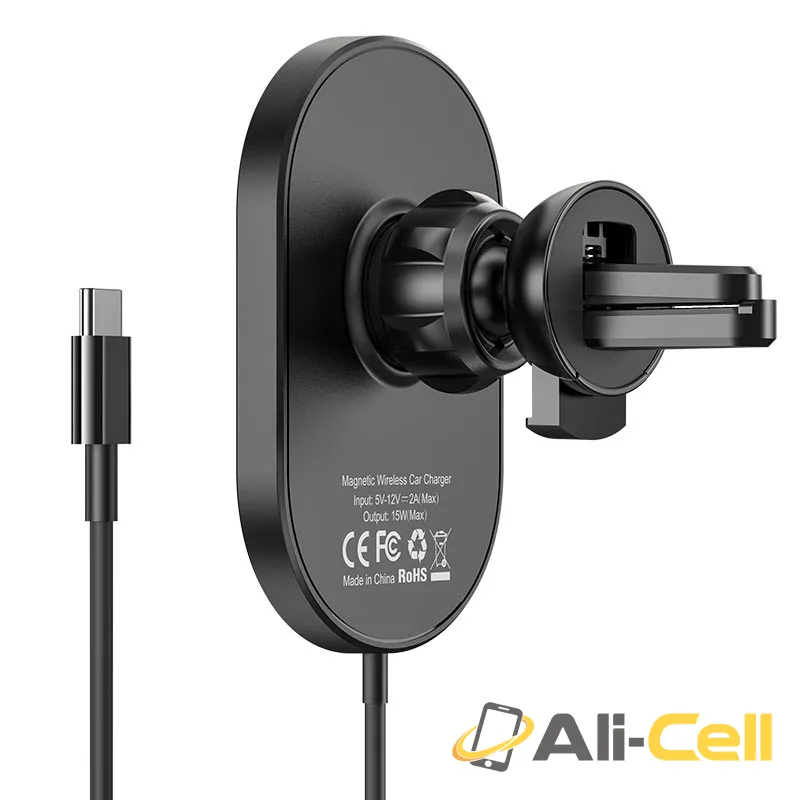 Car wireless charger “CA90 Powerful” magnetic for air outlet (Ca90 Black) — 4
