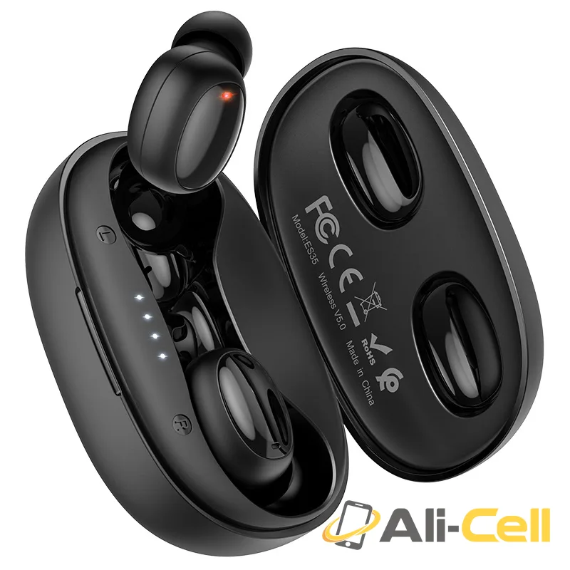 Wireless headset “ES35 Breezy” with charging case (Es35 Black) — 2