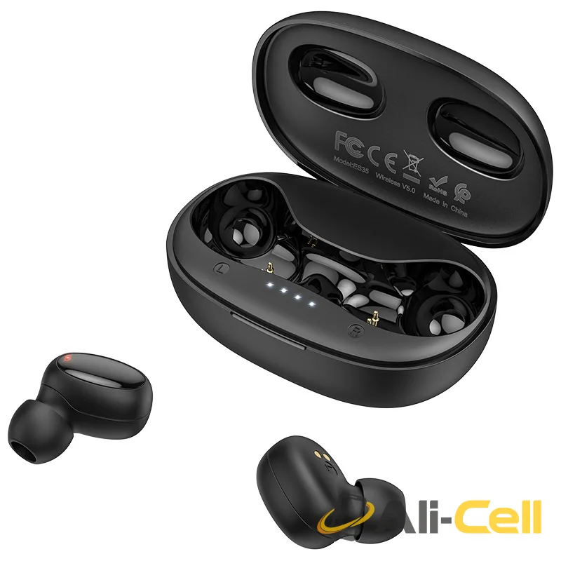 Wireless headset “ES35 Breezy” with charging case (Es35 Black) — 3