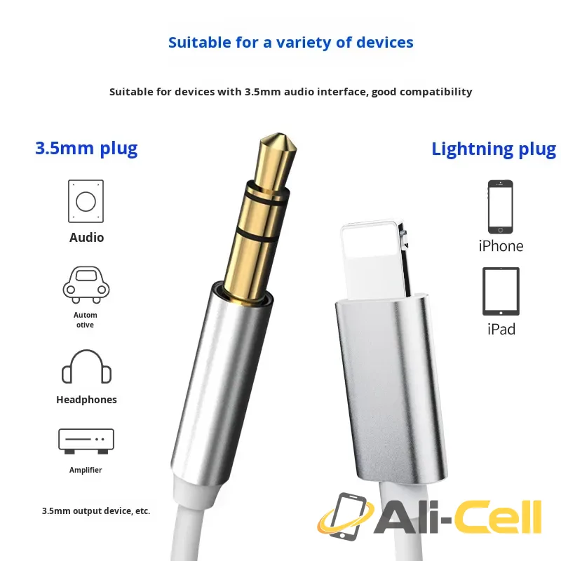Mobile Phones 3.5mm Car Audio Adapter 4K Aux Car Audio Cable — 4