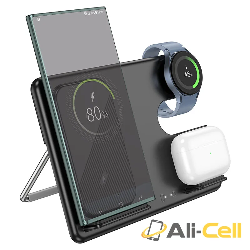 Wireless charger “CQ2 Flash” folding 3-in-1 (Cq2 Black) — 4