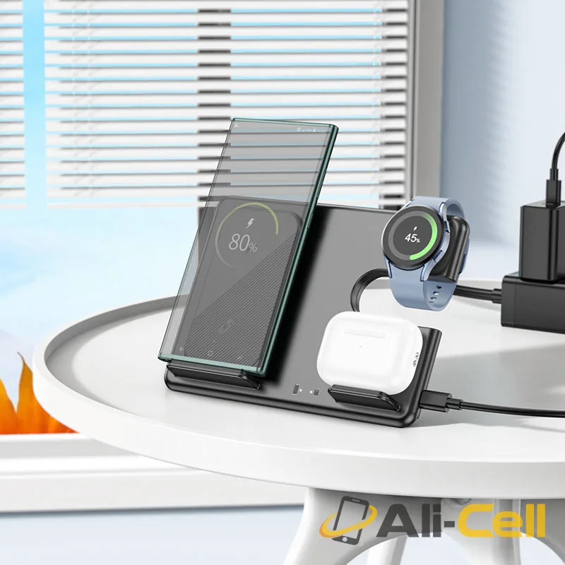 Wireless charger “CQ2 Flash” folding 3-in-1 (Cq2 Black) — 5